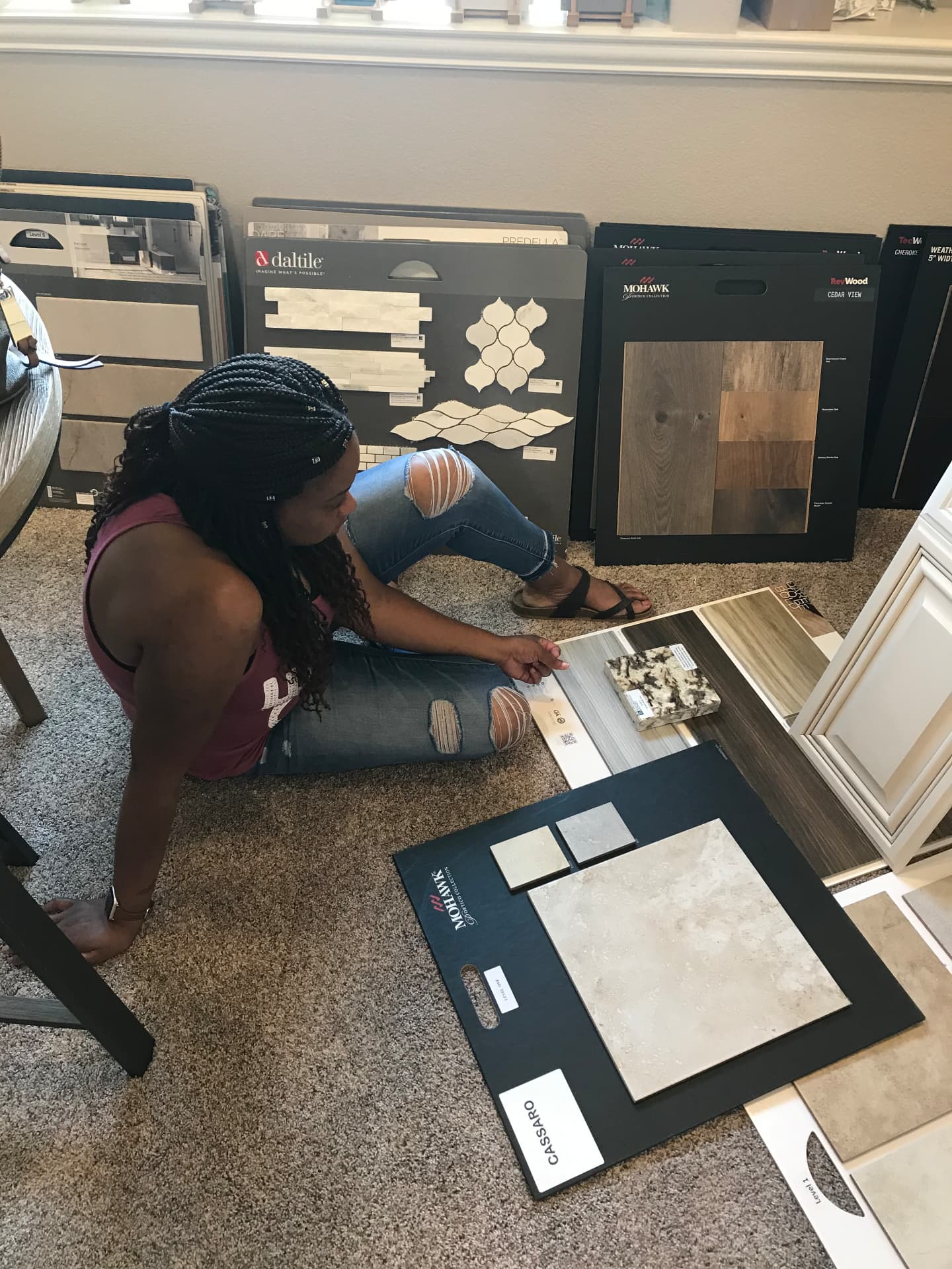 Finish selections — flooring, tile, cabinetry, and stone — locked in before the build.